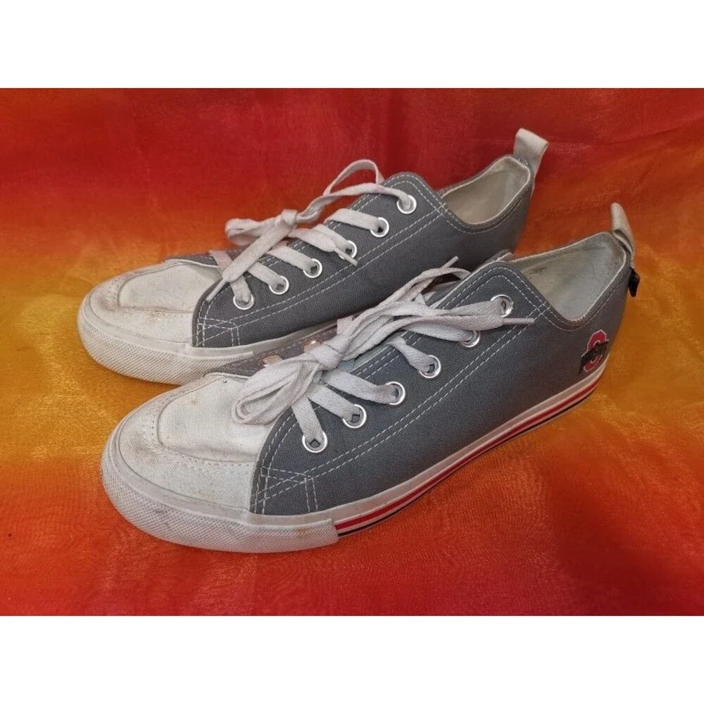 SKICKS Ohio State Low Top Gray Canvas Sneakers Men’s 7 Women’s 9